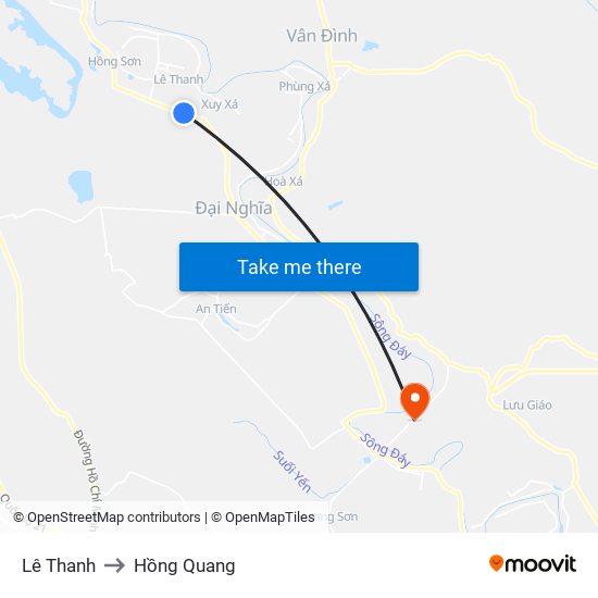 Lê Thanh to Hồng Quang map