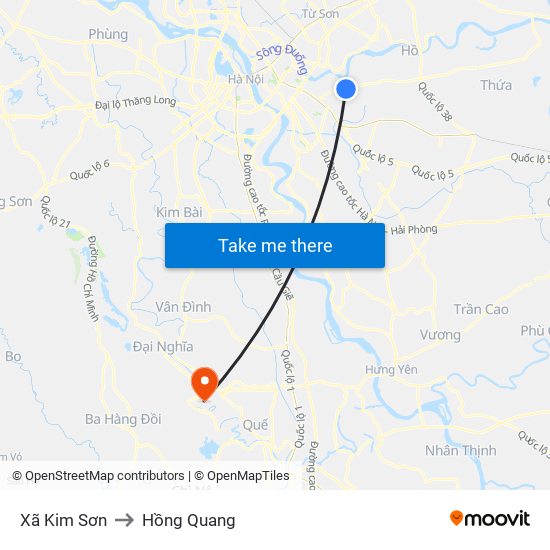 Xã Kim Sơn to Hồng Quang map