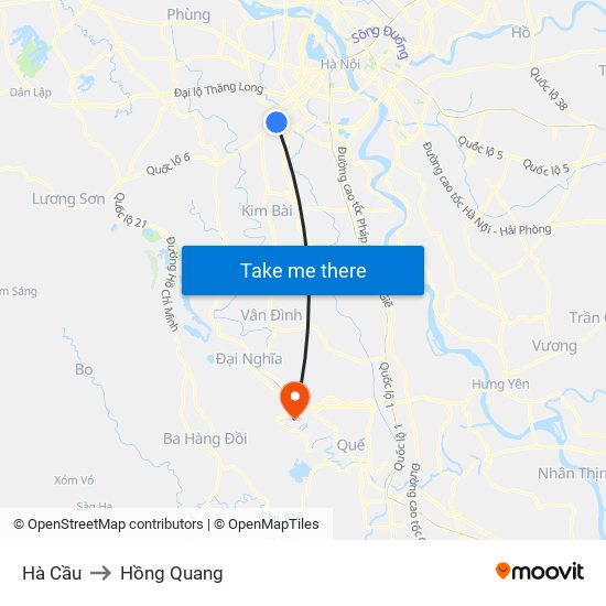 Hà Cầu to Hồng Quang map