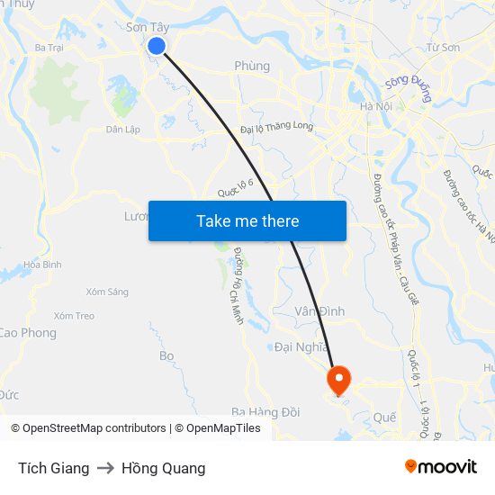 Tích Giang to Hồng Quang map