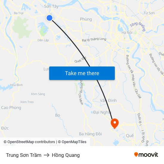 Trung Sơn Trầm to Hồng Quang map
