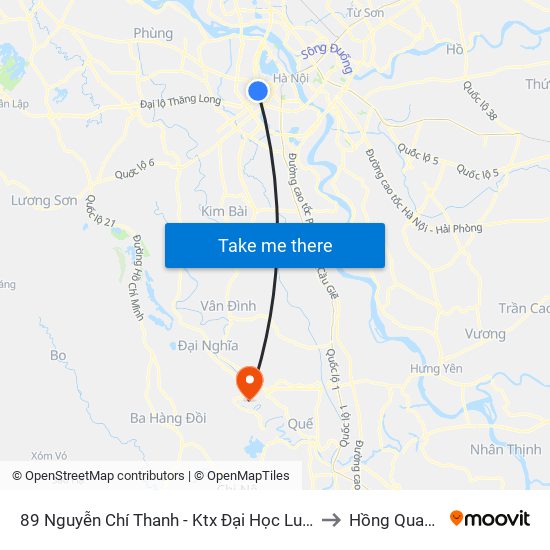 89 Nguyễn Chí Thanh - Ktx Đại Học Luật to Hồng Quang map