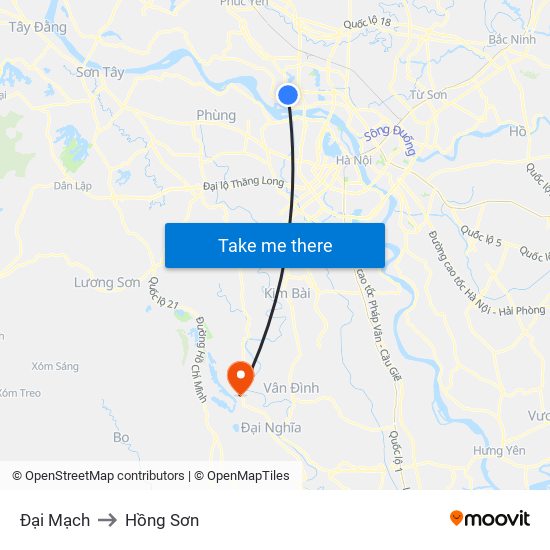 Đại Mạch to Hồng Sơn map