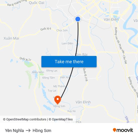 Yên Nghĩa to Hồng Sơn map