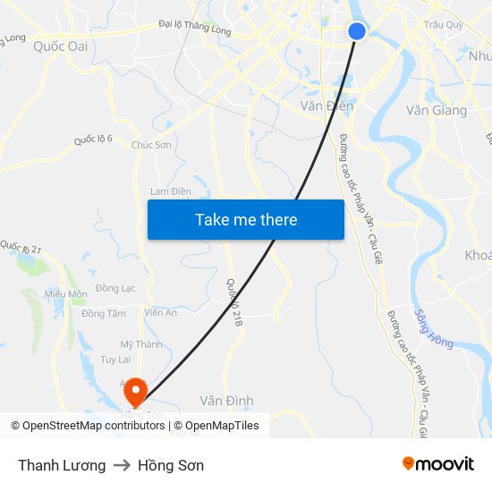 Thanh Lương to Hồng Sơn map