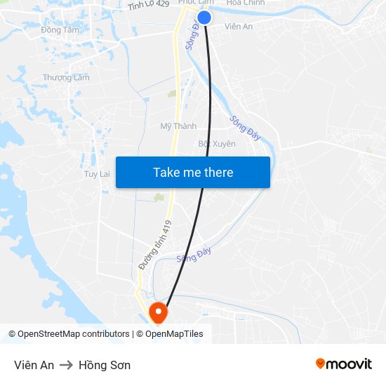 Viên An to Hồng Sơn map
