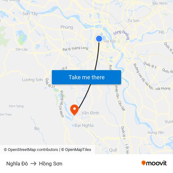 Nghĩa Đô to Hồng Sơn map