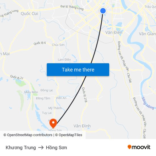 Khương Trung to Hồng Sơn map