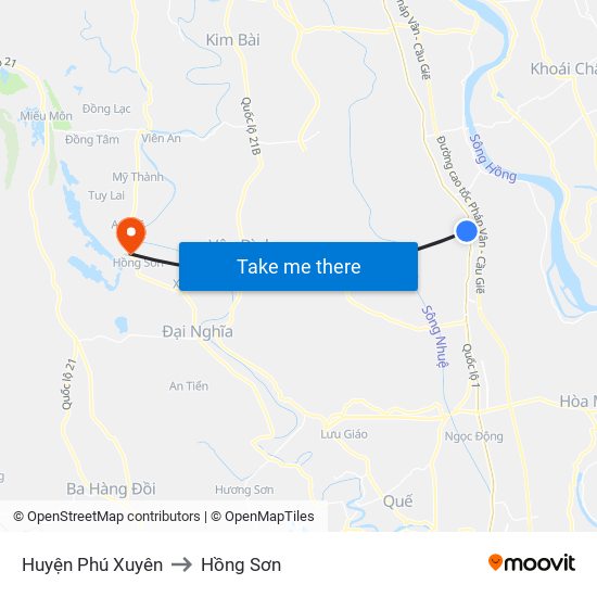 Huyện Phú Xuyên to Hồng Sơn map