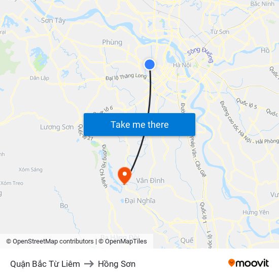 Quận Bắc Từ Liêm to Hồng Sơn map