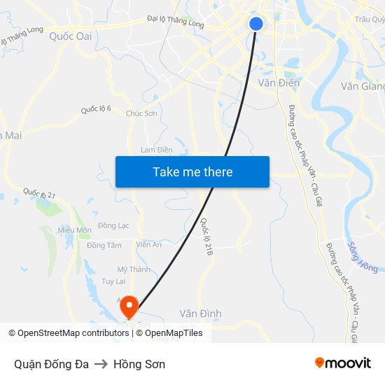 Quận Đống Đa to Hồng Sơn map