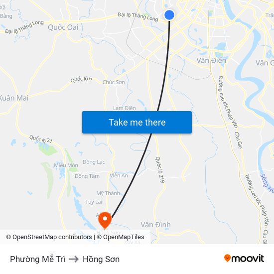 Phường Mễ Trì to Hồng Sơn map