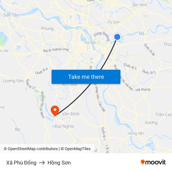 Xã Phù Đổng to Hồng Sơn map