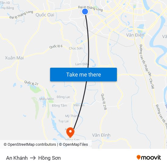 An Khánh to Hồng Sơn map