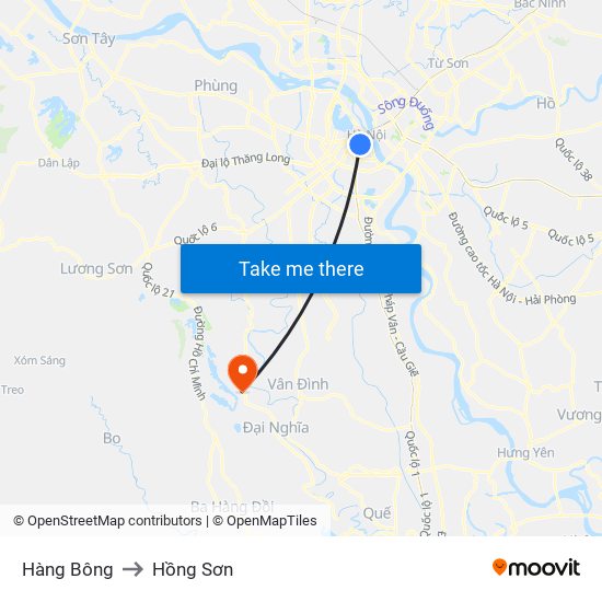 Hàng Bông to Hồng Sơn map