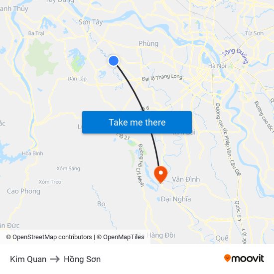 Kim Quan to Hồng Sơn map