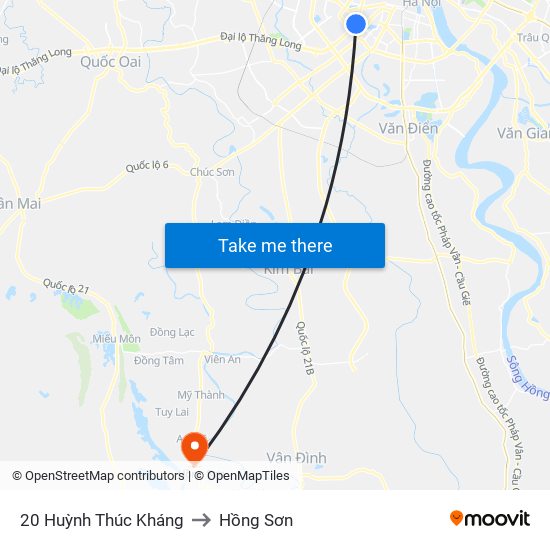 20 Huỳnh Thúc Kháng to Hồng Sơn map