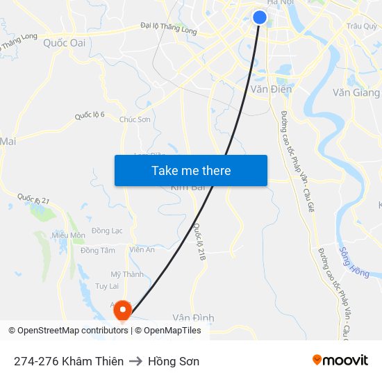 274-276 Khâm Thiên to Hồng Sơn map