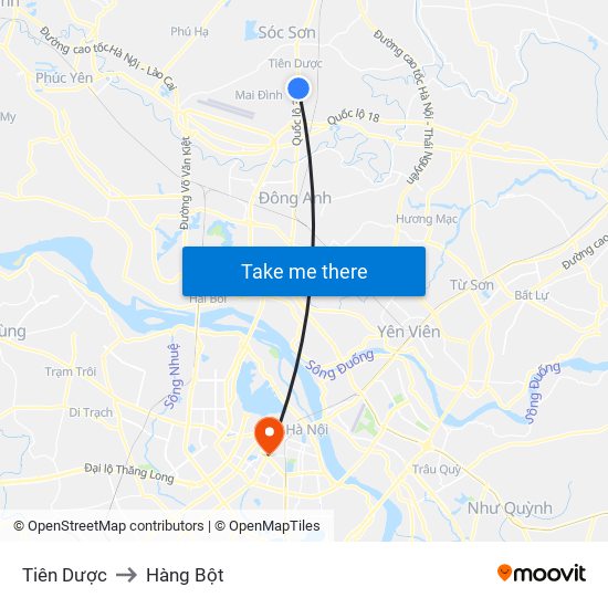 Tiên Dược to Hàng Bột map