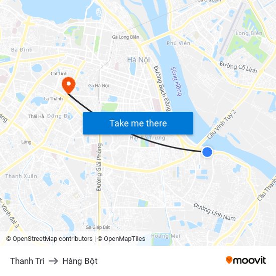Thanh Trì to Hàng Bột map