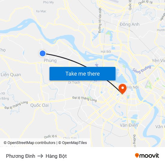 Phương Đình to Hàng Bột map