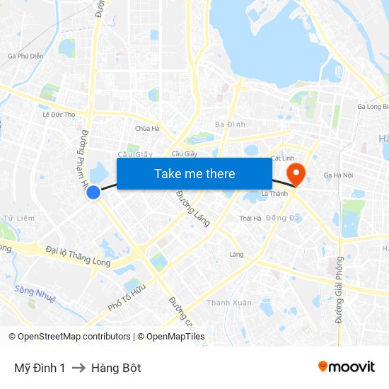 Mỹ Đình 1 to Hàng Bột map