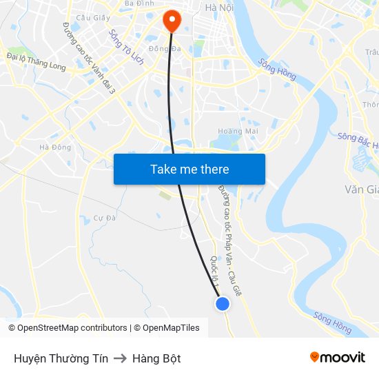 Huyện Thường Tín to Hàng Bột map