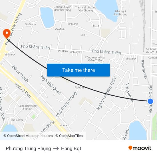 Phường Trung Phụng to Hàng Bột map