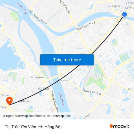 Thị Trấn Yên Viên to Hàng Bột map