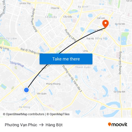 Phường Vạn Phúc to Hàng Bột map