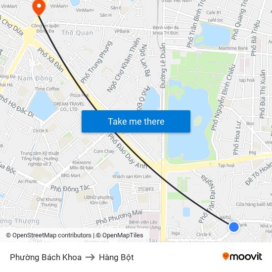 Phường Bách Khoa to Hàng Bột map