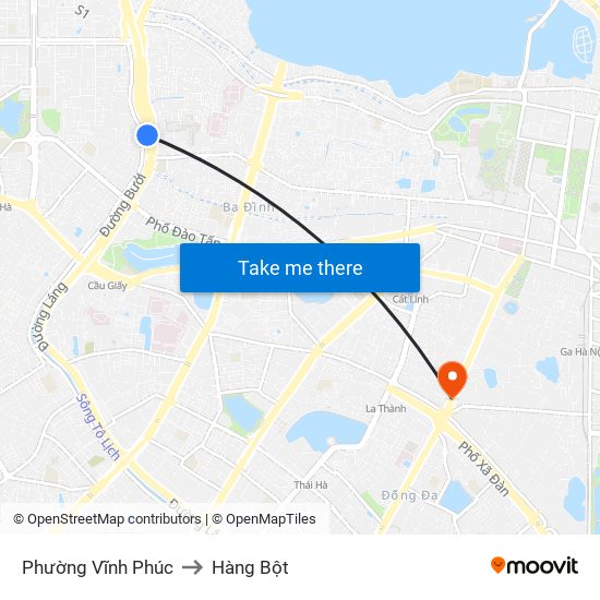 Phường Vĩnh Phúc to Hàng Bột map