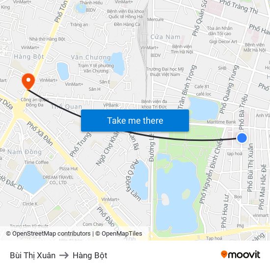 Bùi Thị Xuân to Hàng Bột map