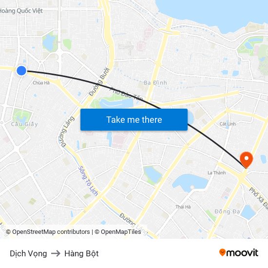 Dịch Vọng to Hàng Bột map