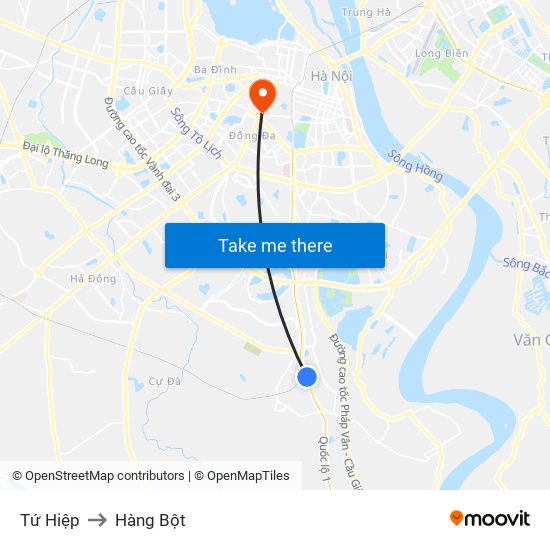 Tứ Hiệp to Hàng Bột map