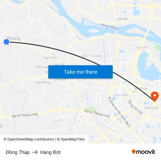 Đồng Tháp to Hàng Bột map