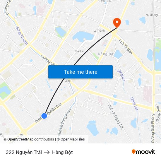 322 Nguyễn Trãi to Hàng Bột map