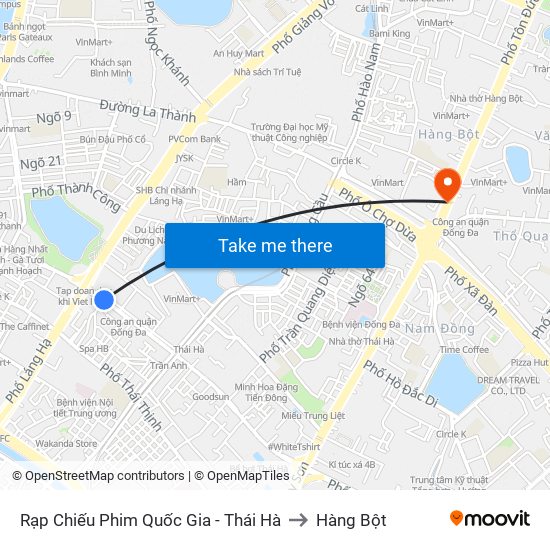 Rạp Chiếu Phim Quốc Gia - Thái Hà to Hàng Bột map