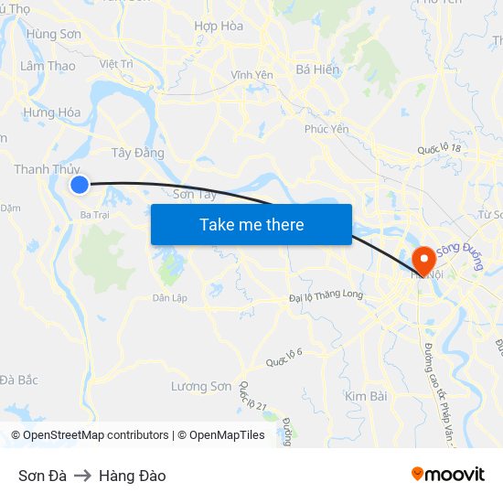 Sơn Đà to Hàng Đào map