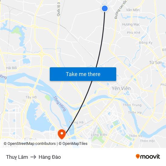 Thuỵ Lâm to Hàng Đào map