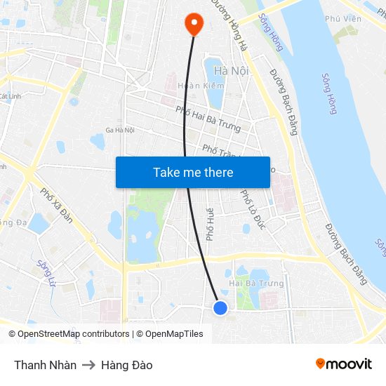 Thanh Nhàn to Hàng Đào map