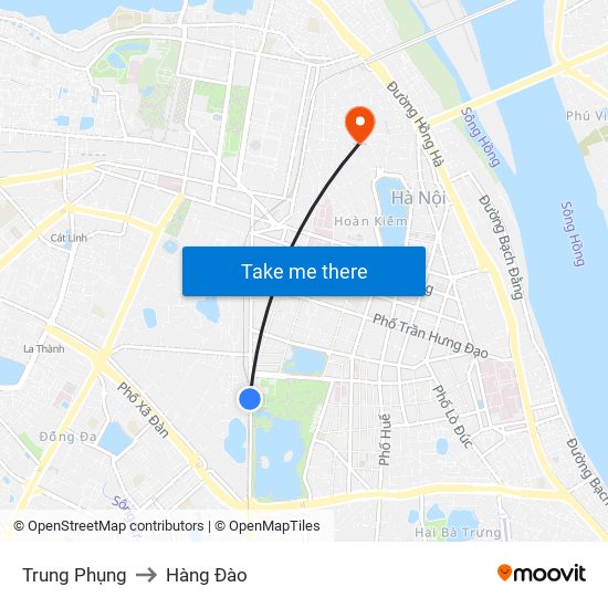 Trung Phụng to Hàng Đào map