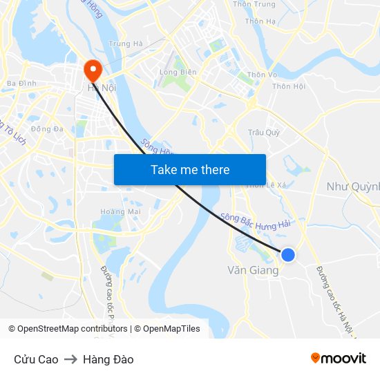 Cửu Cao to Hàng Đào map