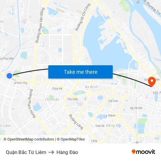 Quận Bắc Từ Liêm to Hàng Đào map