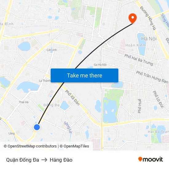 Quận Đống Đa to Hàng Đào map