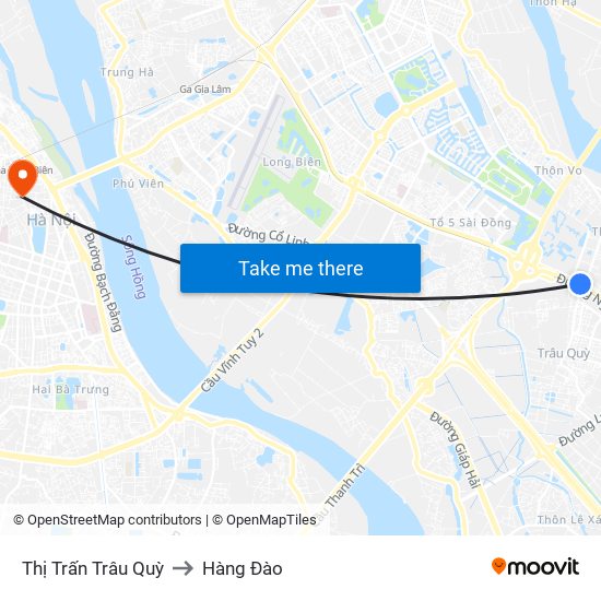 Thị Trấn Trâu Quỳ to Hàng Đào map