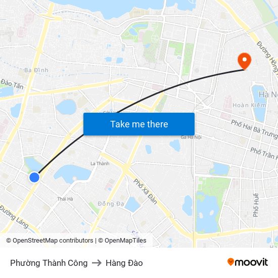 Phường Thành Công to Hàng Đào map