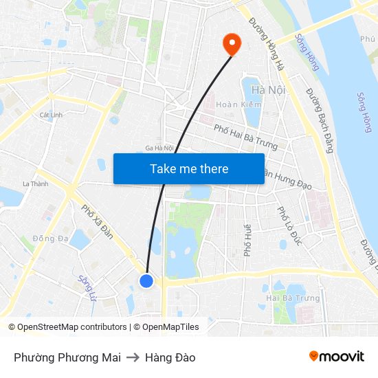 Phường Phương Mai to Hàng Đào map