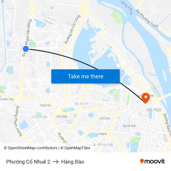 Phường Cổ Nhuế 2 to Hàng Đào map