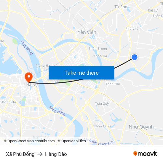 Xã Phù Đổng to Hàng Đào map